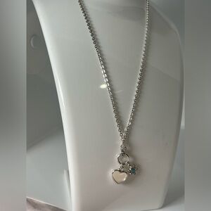 Vintage Napier Silver Chain with Opal heart  and small sun with blue stone